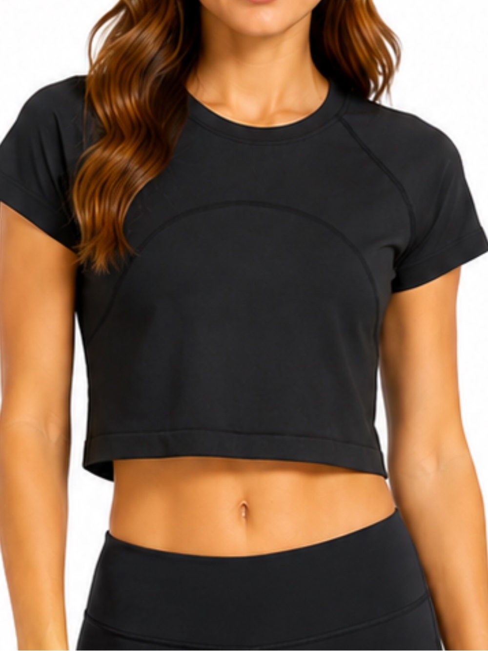 Lululemon Black Short Sleeve Cropped Athletic Top Size 4